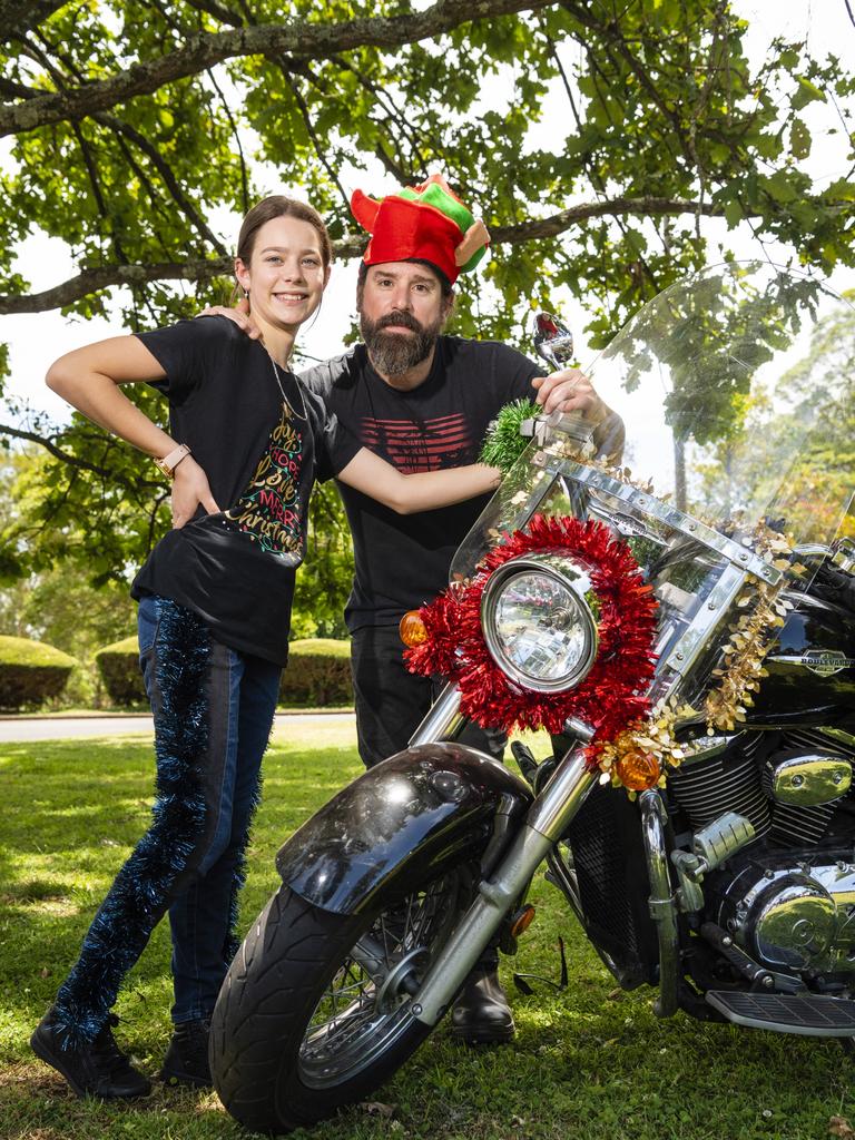 Oakey riders Kate and Craig Richards at Picnic Point for the Toowoomba Toy Run hosted by Downs Motorcycle Sporting Club, Sunday, December 18, 2022.