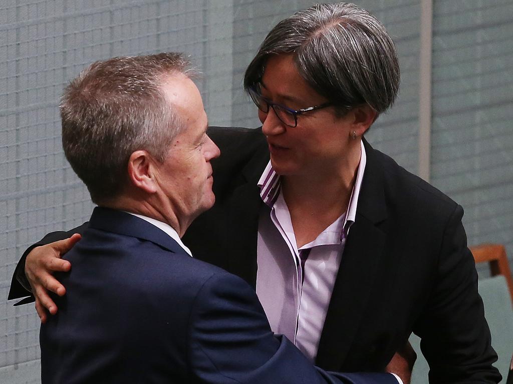 Bill Shorten and Penny Wong are close friends as well as colleagues. Picture: Kym Smith