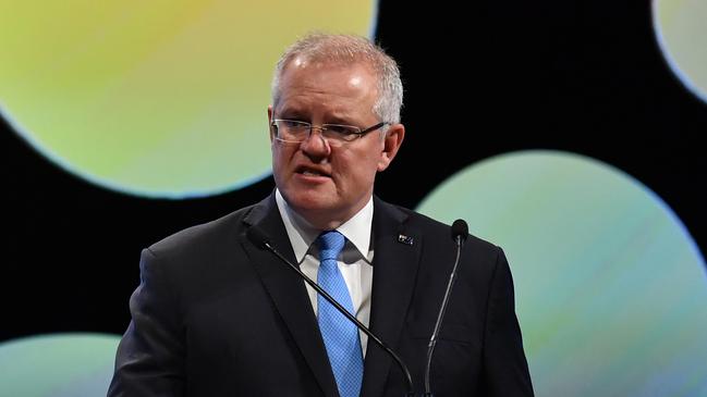 Scott Morrison announces the stimulus package. Picture: AAP.