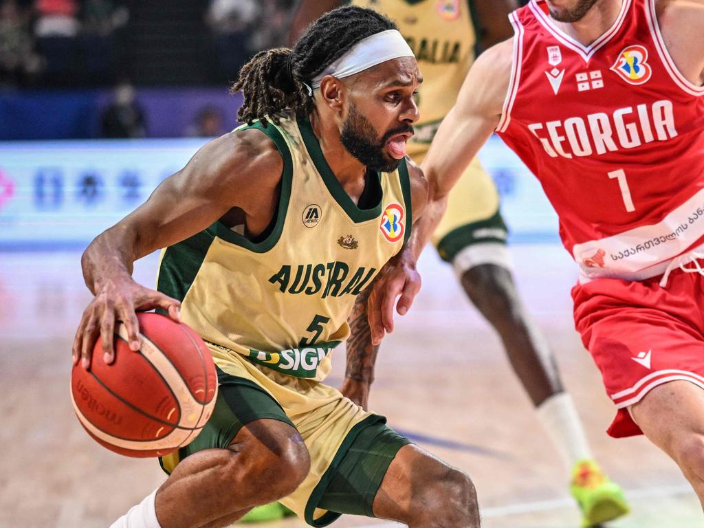 Patty Mills found his scoring range in the first half. Picture: AFP