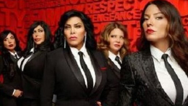 Hit Show ... Big Ang, second from left, with the cast of Mob Wives. Picture: Supplied