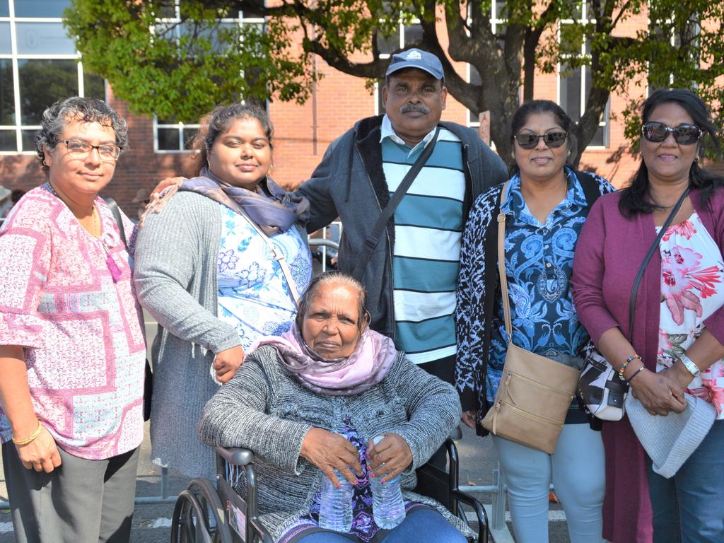 At the 2023 Grand Central Floral Parade are (from left) Nalini Prasad, Sumita Mani, Subar Mani, Rohini Devi, Reena Veigel and Kaliamma Goundar (front). Picture: Rhylea Millar