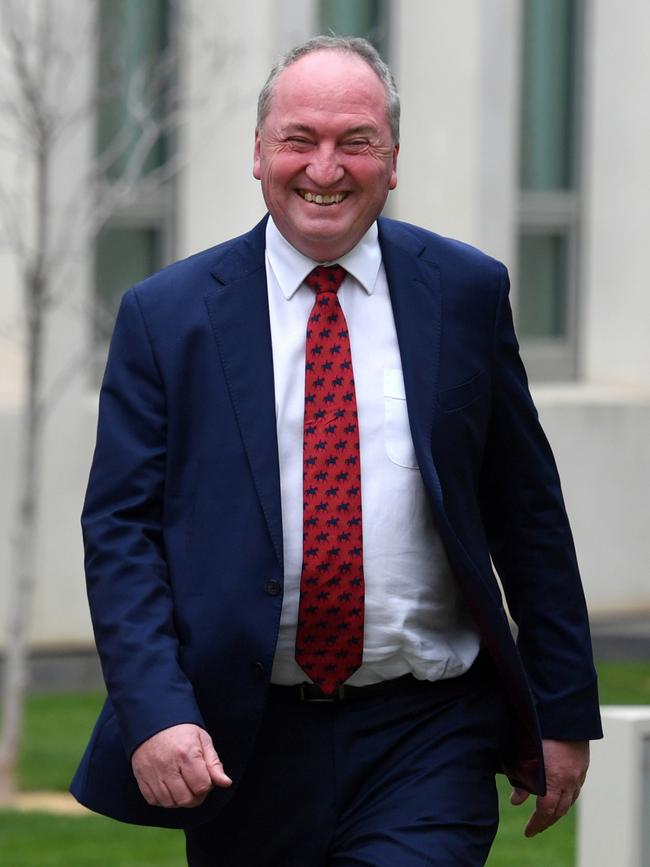 Barnaby Joyce outside Parliament House in Canberra on Monday. Picture: AAP