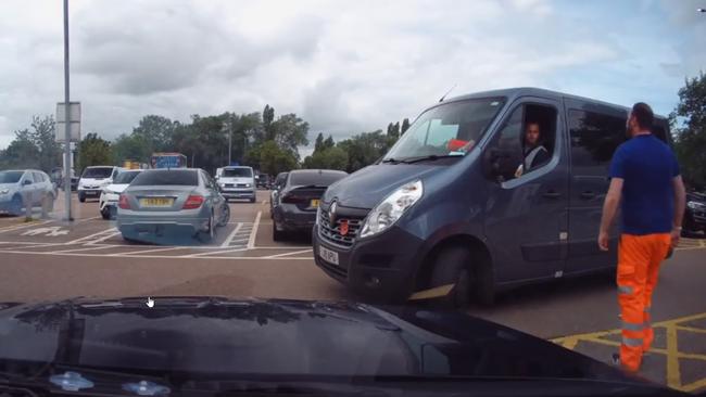 This van driver told Ben Perry he couldn’t park in a disabled bay. Picture: Twitter/benperry_2001