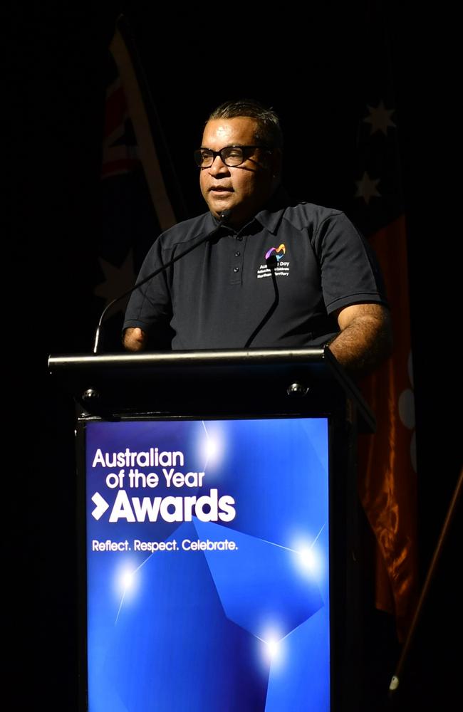 NT Australia Day chair Dr Richard Fejo at the 2024 NT Australian of the Year Awards at the Darwin Convention Centre on Monday, November 6.