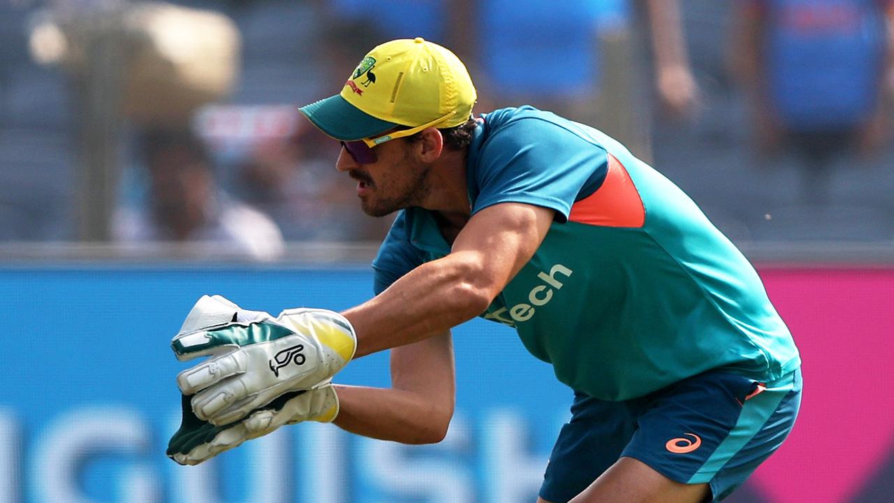 ‘Fraught with danger’: Mitchell Starc dons gloves during warm-ups