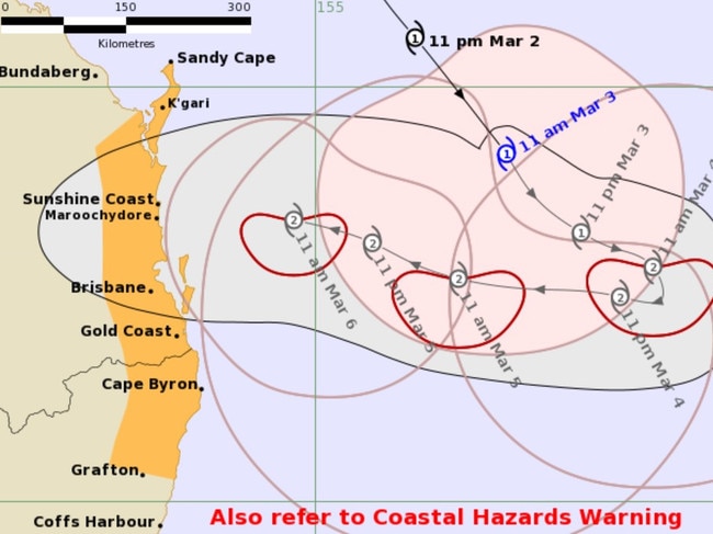 A cyclone watch has been issued in NSW for the first time since 1990 Picture: Bureau of Meteorology.