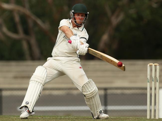 Ben Osborne plays a cut shot for Bayswater last season. Picture: Stuart Milligan