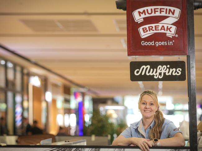 Gayle Purdue at the new Muffin Break cafe in Gateway. Picture: Glenn Campbell