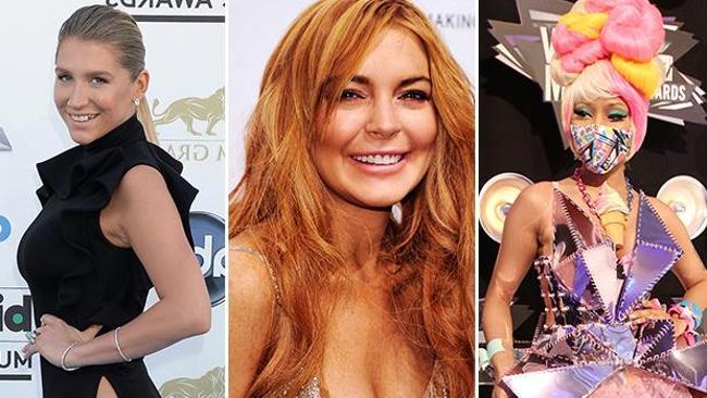 The not-so satorially savvy ... Ke$ha, Lindsay Lohan and Nicki Minaj. Picture: Getty