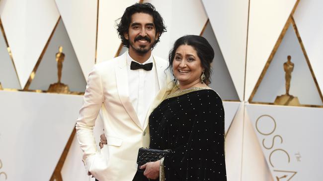 Dev Patel and his mother Anita. Picture: AP