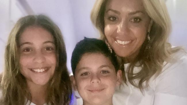 Crystelle Pizanis with her 8-year-old son, Jonathan, and 11-year-old daughter, Antonia.