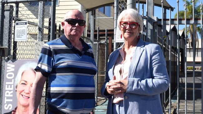 Robert Moore and independent candidate Margaret Strelow outside the Rockhampton Railyards on Wednesday. Picture: Aden Stokes