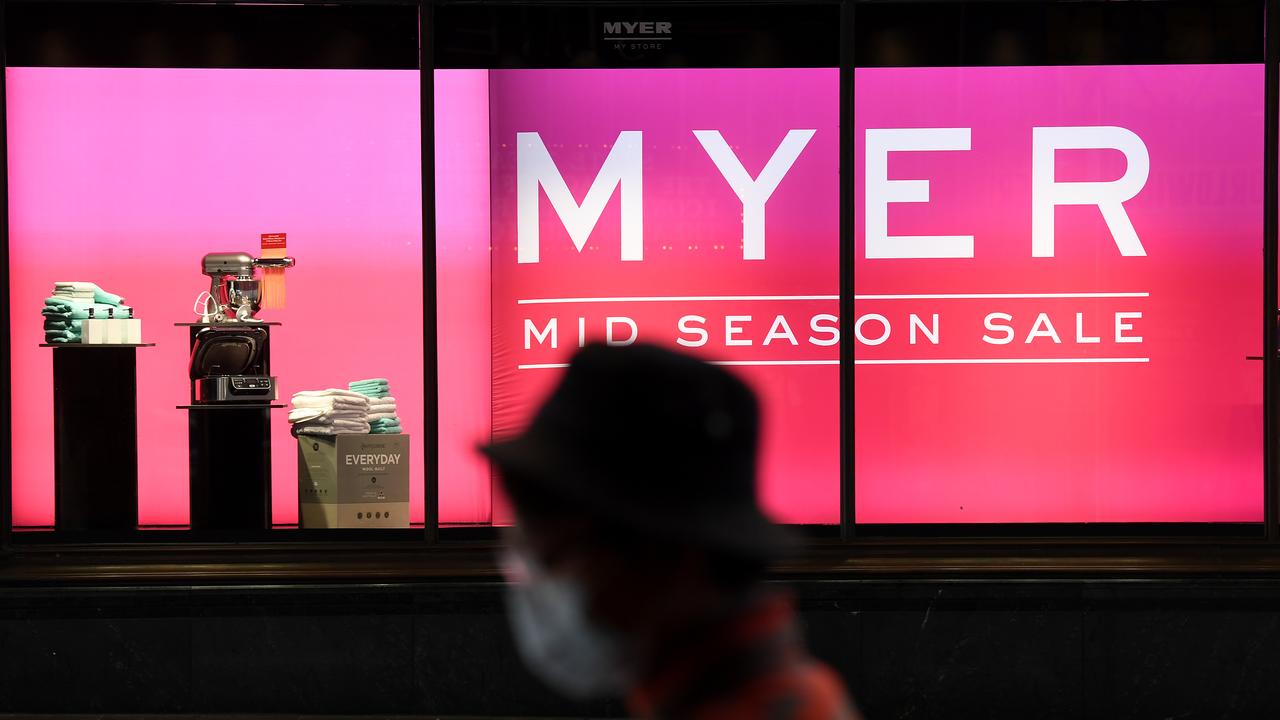 Myer has successfully captured a rise in online sales since the shutdown was enforced. Picture: AAP Image/Joel Carrett