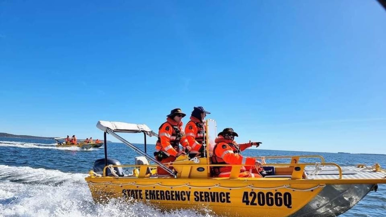 The SES are one of many crews involved in the extensive search for more mysterious packages along the Bundaberg foreshore. Picture: Facebook