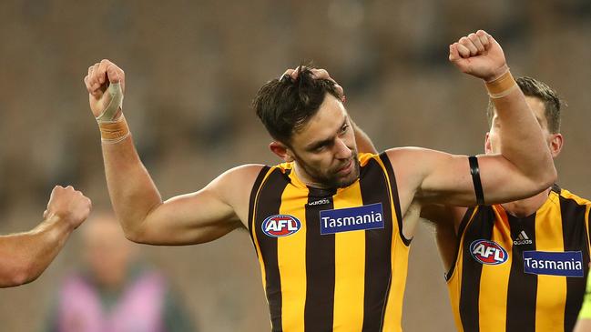 Jack Gunston celebrates a goal. Picture: Getty Images