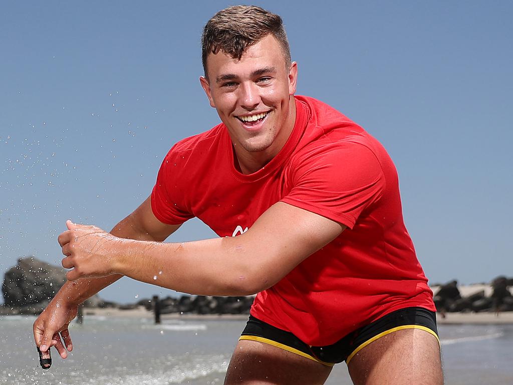 Gold Coast Titans forward Jai Whitbread and Jai Arrow have signed up for the Cupid's Undie Run. Pic Peter Wallis