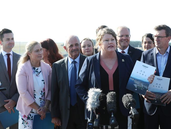 Hobart Lord Mayor Anna Reynolds speaking at the signing of the Hobart City Deal. Picture: LUKE BOWDEN