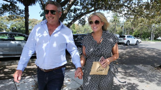 Sam Armytage arrives at Catalina with husband Richard Lavender. Picture: Britta Campion
