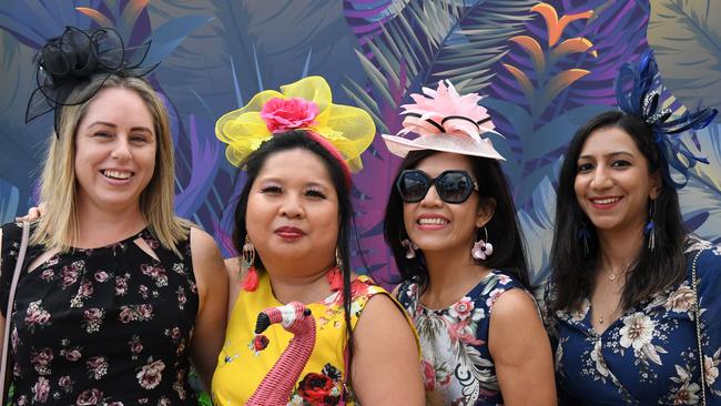 Justine Wadley, Sammie Cubillo, Rosa Abah, Komal Akram at the 2022 Darwin Cup. Picture: (A)manda Parkinson