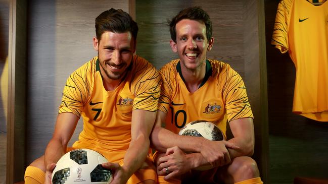 Socceroos wingers Mathew Leckie (left) and Robbie Kruse. Picture: Toby Zerna