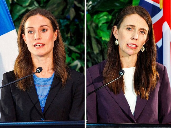 Finnish PM Sanna Marin and NZ PM Jacinda Ardern. Pictures: Getty Images