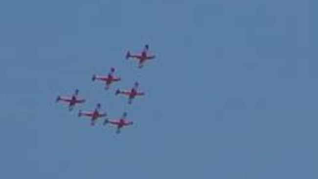 Roulettes fly over a cloudless Gold Coast sky before the V8 Supercars race at the GC600. Pic: Dean Johnson