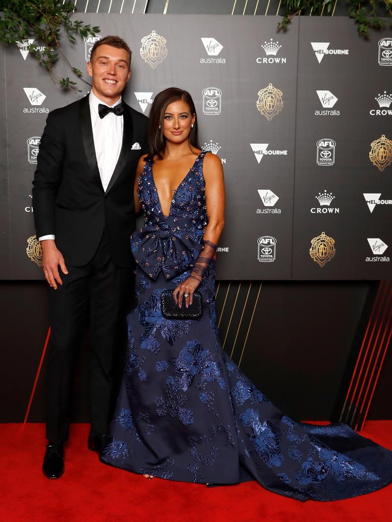 Patrick Cripps of the Blues and Monique Fontana. Picture: Dylan Burns/AFL Photos via Getty Images