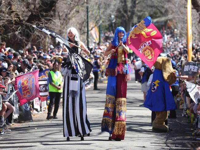 This year’s route has better access to public transport and more area for the projected 250,000 fans to move than previous parades. Picture: Lachie Millard