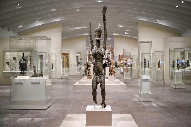 A Dogon art sculpture on display in the Michael C. Rockefeller Wing of New York's Metropolitan Museum