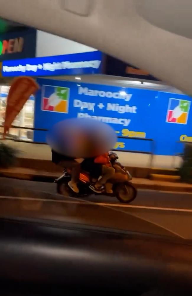 Screenshot from video of four guys on a motorcycle. Picture – Instagram.