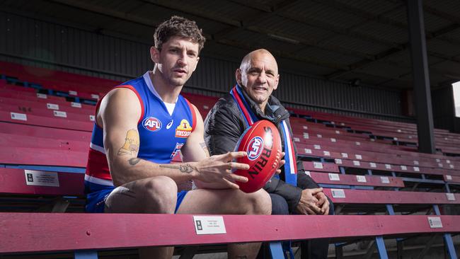 Tony Liberatore at the Whitten Oval with son Tom. Picture: AAP