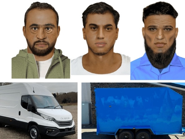 Images of three men, a vehicle and trailer being sought by police as part of a sheep theft inquiry.
