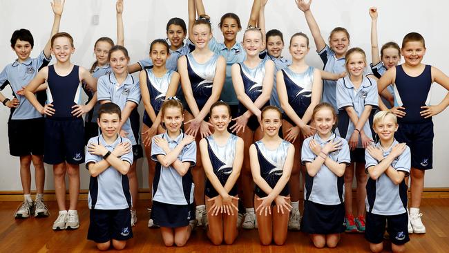 The entire St Brigid's Catholic Primary School Coogee AeroSchools team. 8 of them will contest the National Championships, an aerobics performance competition. Picture: John Appleyard