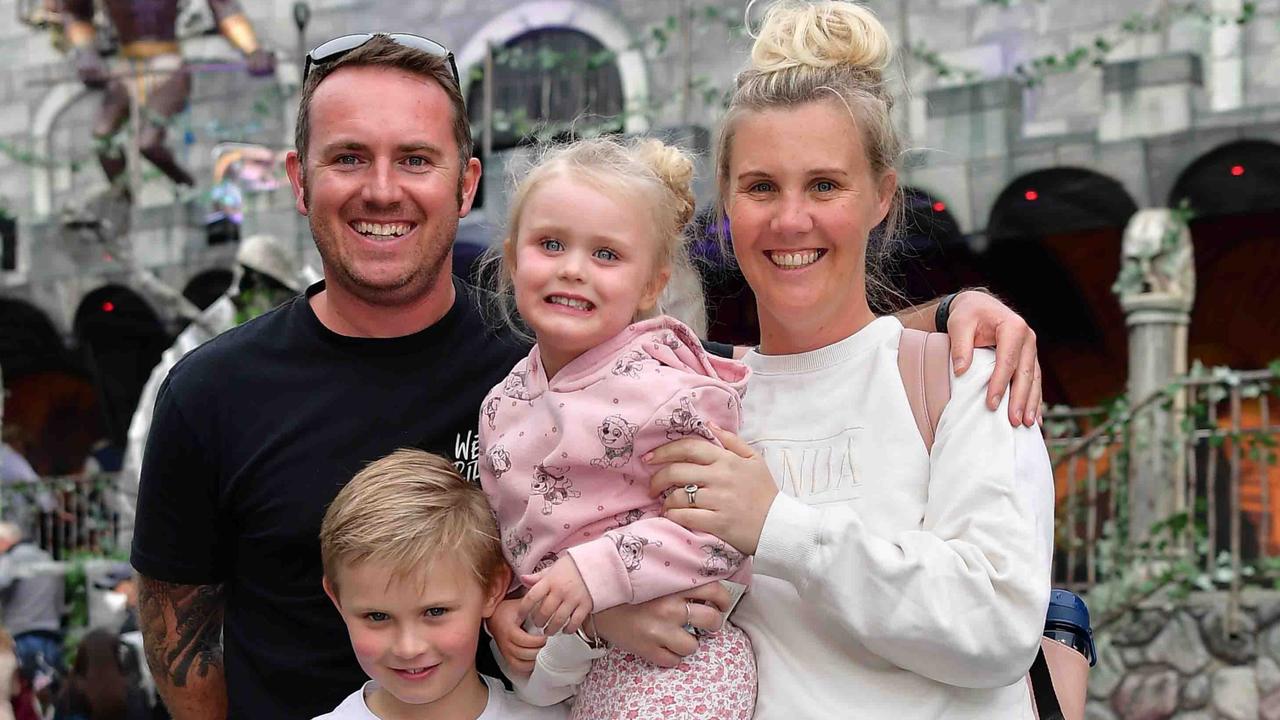 Matt, Ashlee, William and Isabelle Allwood at the EKKA. Photo: Patrick Woods.