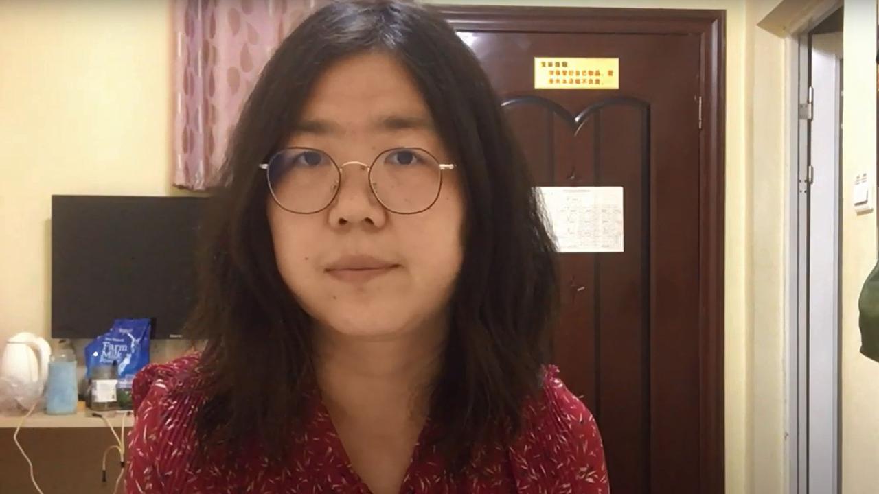 Journalist Zhang Zhan also vanished, and was then jailed, for reporting on the outbreak of covid in Wuhan. Picture: YouTube