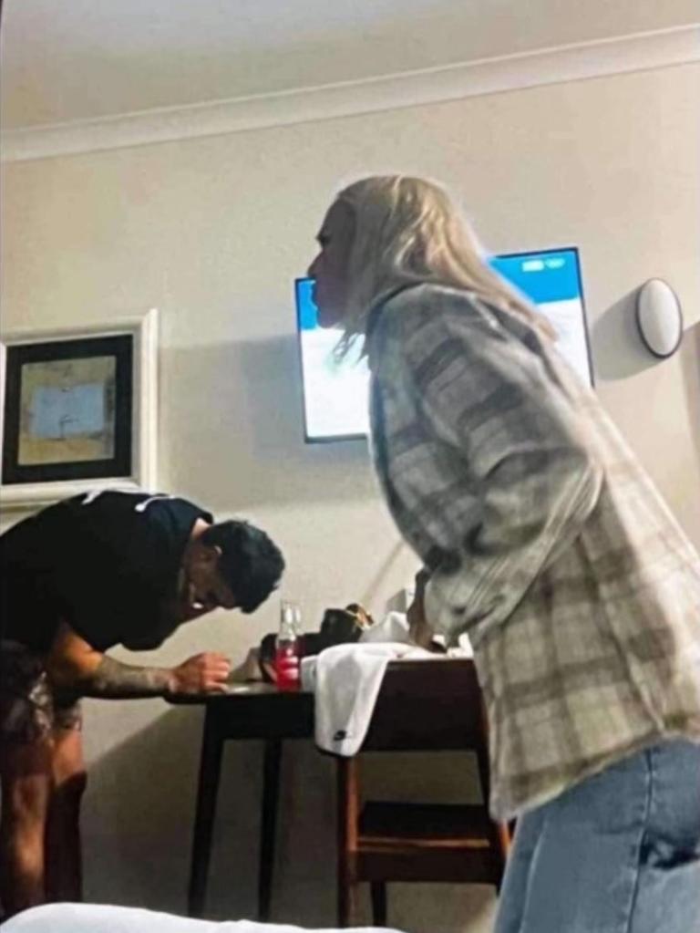 A supplied image that alleges to show NRL Star Latrell Mitchell with a white powder substance. Picture: Supplied