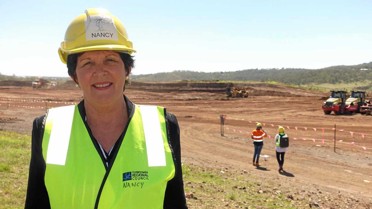 TRC Water and Waste Committee chair Cr Nancy Sommerfield in front of the area where the Vertical Expansion Project is progressing.