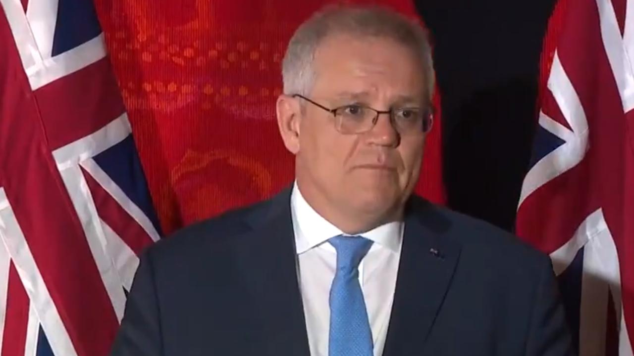 Scott Morrison’s press conference during his US visit. Picture: Supplied