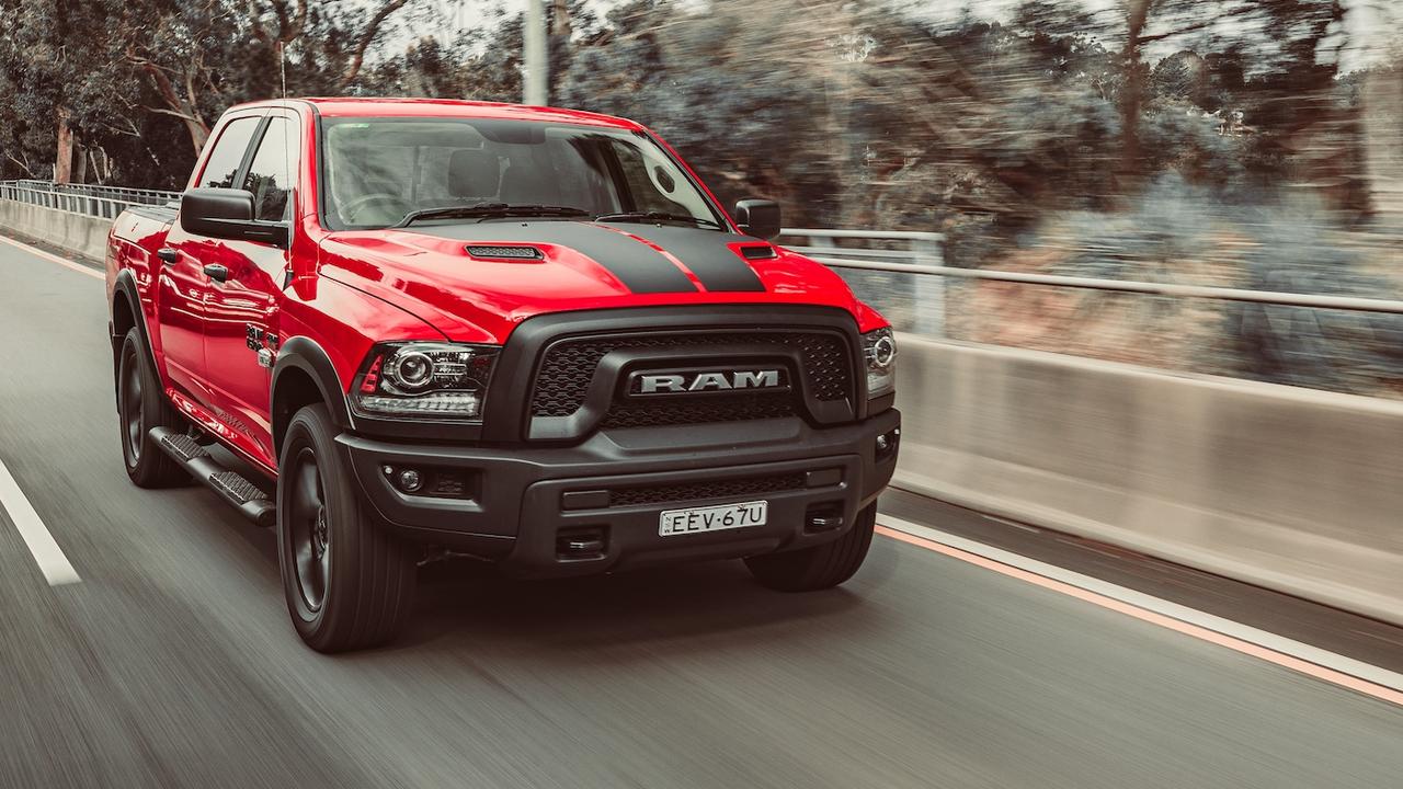 The RAM sticks out from the crowd on the road.