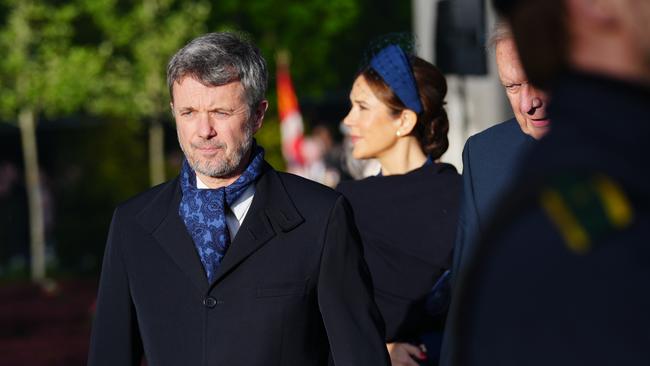 Denmark’s Queen Mary and King Frederik X arrive at the commemoration of the 80th anniversary of Denmark's liberation at a memorial service in Mindelunden in Ryvangen, Copenhagen. Picture: AP