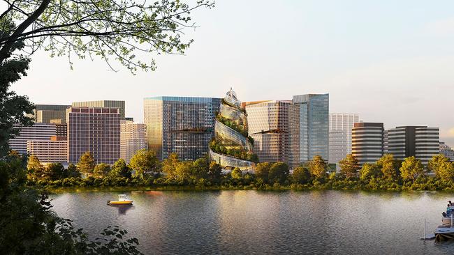 An artist’s impression of the Amazon HQ. Picture: AFP