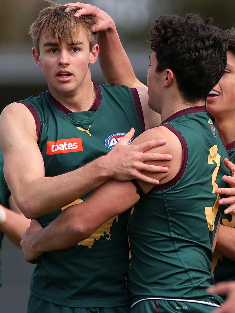 Tasmanian James Leake has interest inside the top 10. Picture: Kelly Defina/AFL Photos