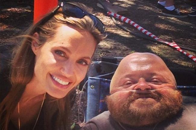 Quentin Kenihan meets Angelina Jolie at Sydney’s Fox Studios.