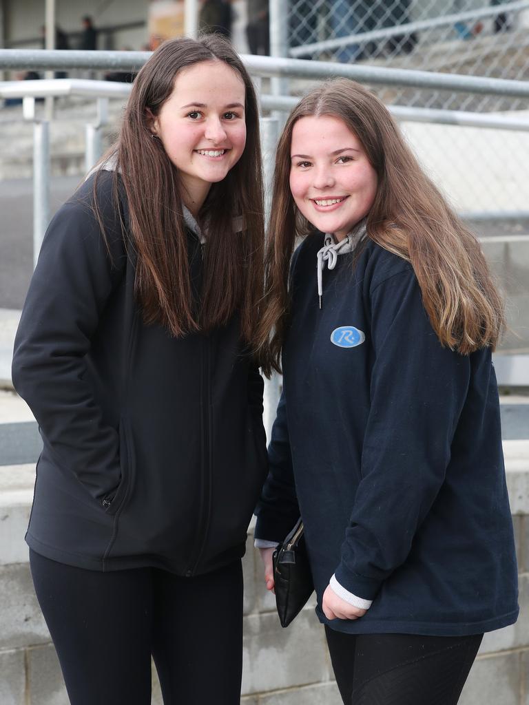 Maddinson Bowerman, of Brighton, and Makayla Bailey, of Rosetta, at the Glenorchy v Launceston TSL game at Glenorchy. Picture: NIKKI DAVIS-JONES