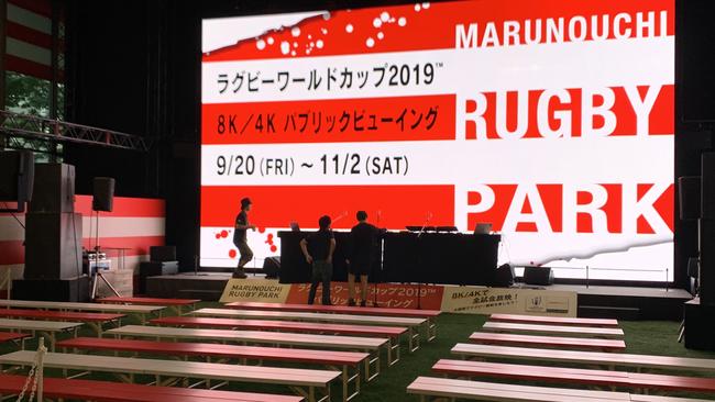 An 8K sports viewing auditorium at a shopping centre that NHK trialled during the 2019 Rugby World Cup, then a year ahead of the Olympic Games.