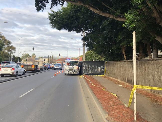 A body has been found on North East Rd at Collinswood. Picture: Ben Harvy