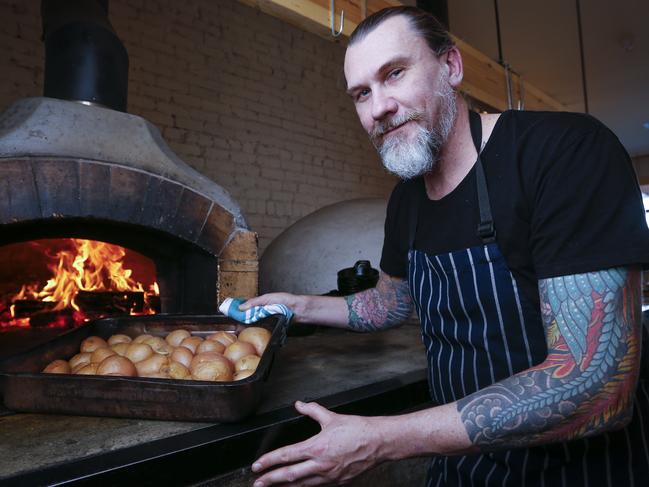 James Leplaw working the ovens at Woodcutters Kitchen.