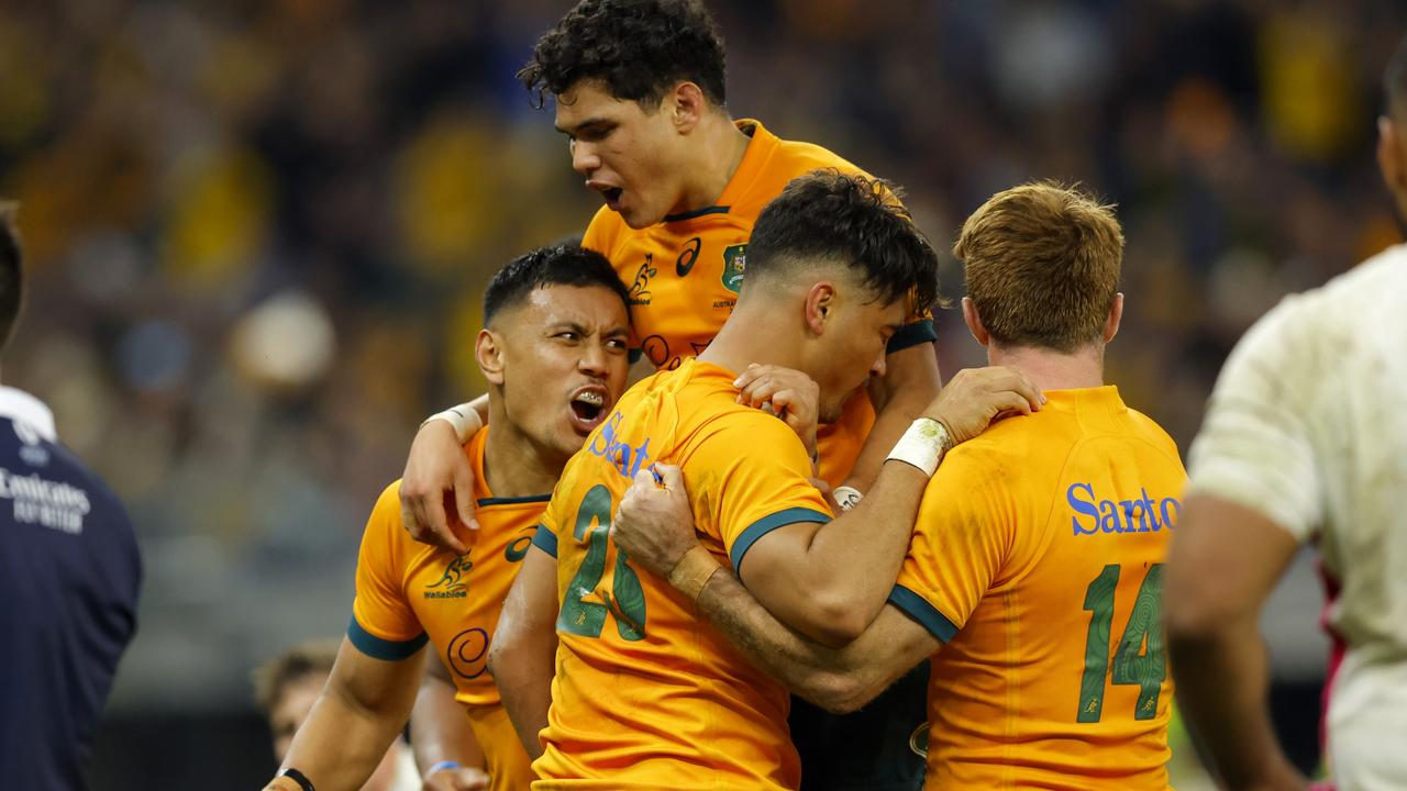 The Wallabies managed to come from behind to secure a famous win over England in Perth. Photo: Getty Images