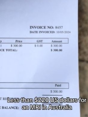 He was surprised to be charged just $300 for an MRI, compared to the US where he was charged $1700. Picture: TikTok/@noelmulk0